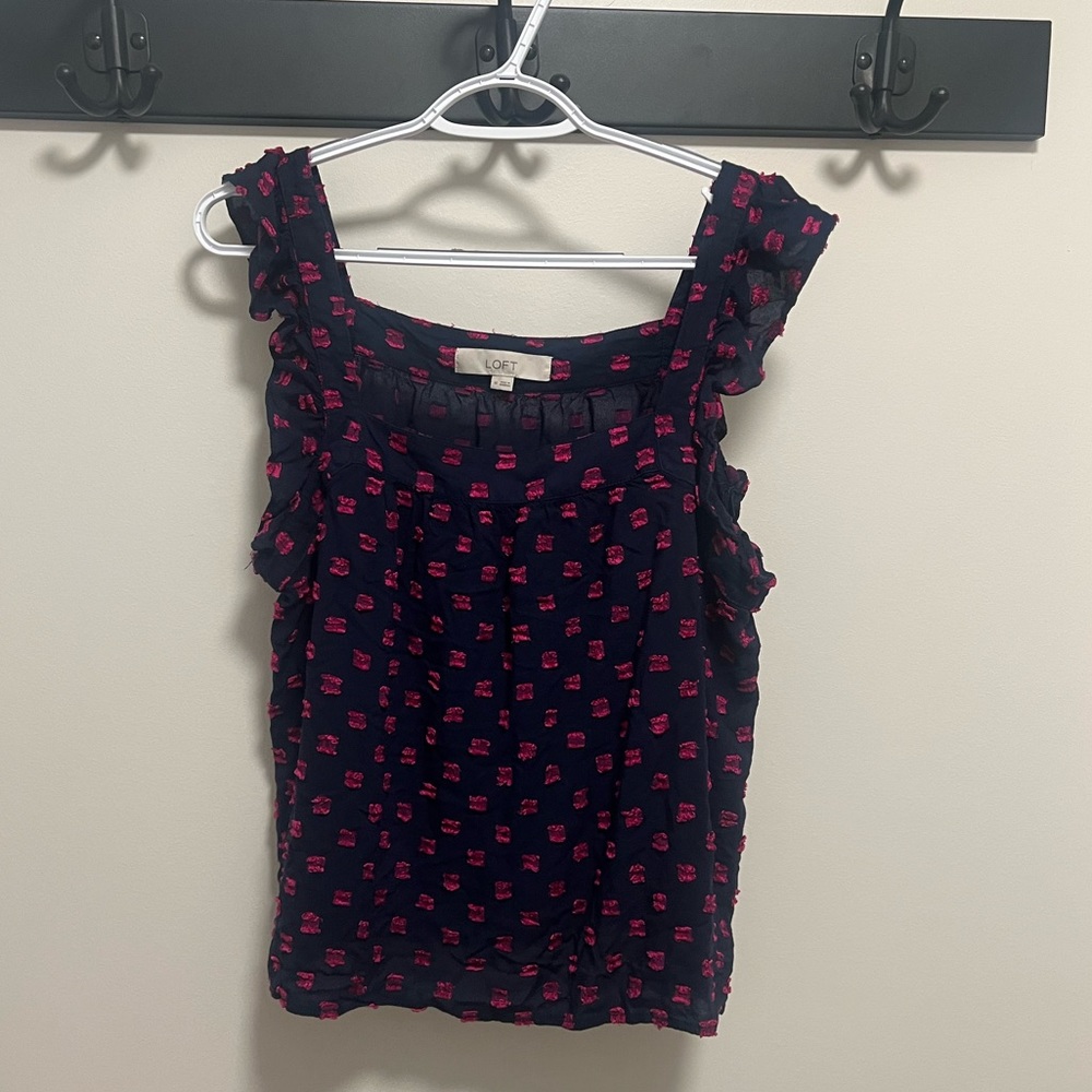 LOFT Ruffle Sleeve Tank Top - M